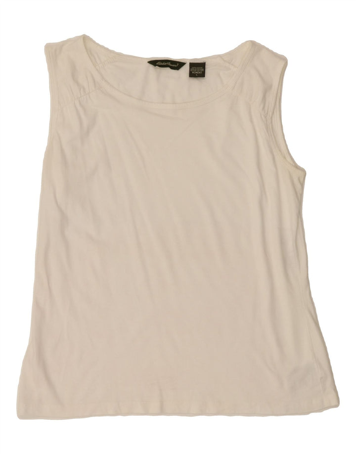 EDDIE BAUER Womens Vest Top UK 14 Large White Cotton Vintage Eddie Bauer and Second-Hand Eddie Bauer from Messina Hembry 