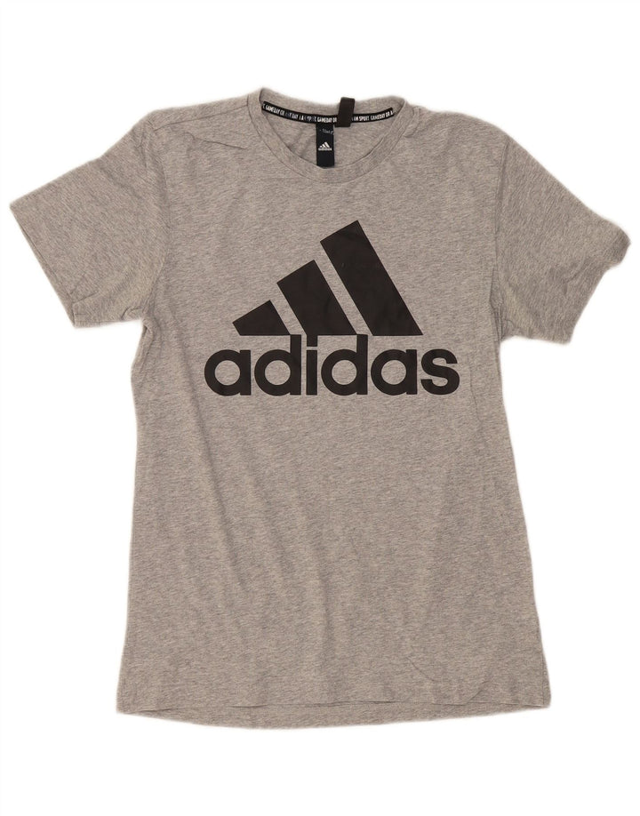 ADIDAS Mens Graphic T-Shirt Top Small Grey Cotton