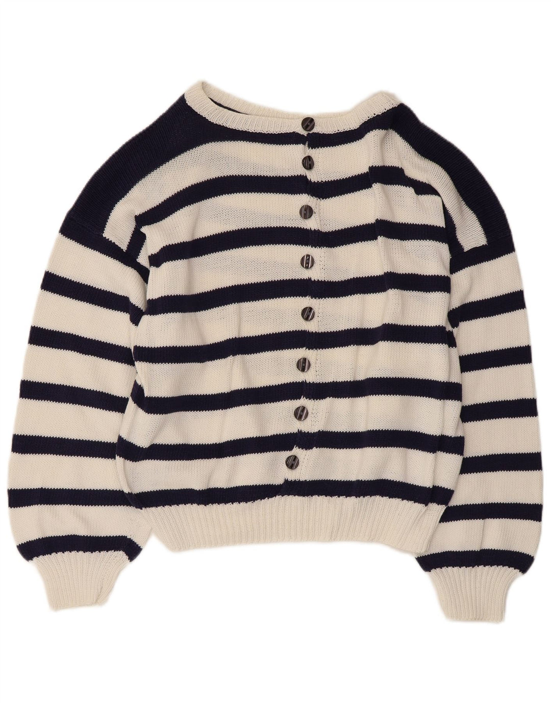 VINTAGE Γυναικείο πουλόβερ με λαιμόκαυστο UK 14 Large Navy Blue Nautical