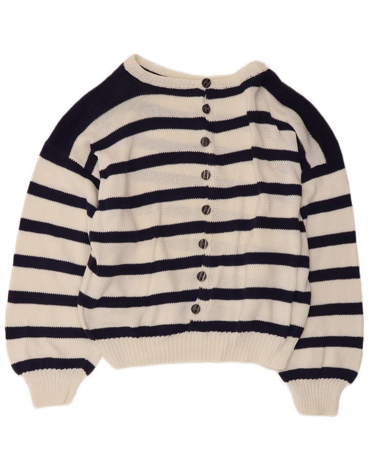 VINTAGE Γυναικείο πουλόβερ με λαιμόκαυστο UK 14 Large Navy Blue Nautical