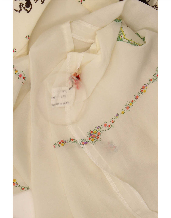 Vintage Γυναικεία See Through Μπλούζα IT 44 Medium Off White Floral