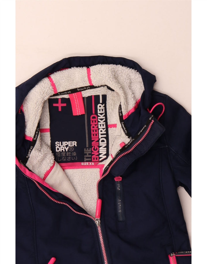 Superdry γυναικείο μπουφάν με κουκούλα αντιανεμικό UK 6 XS Navy Blue Polyester