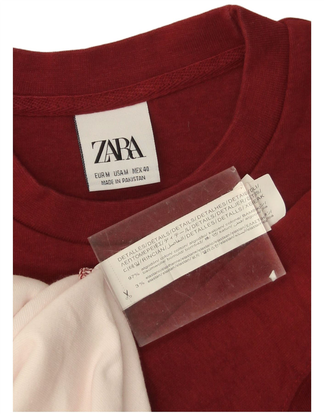 Ανδρικό φούτερ Zara Jumper, Βαμβακερό μεσαίο μπορντό
