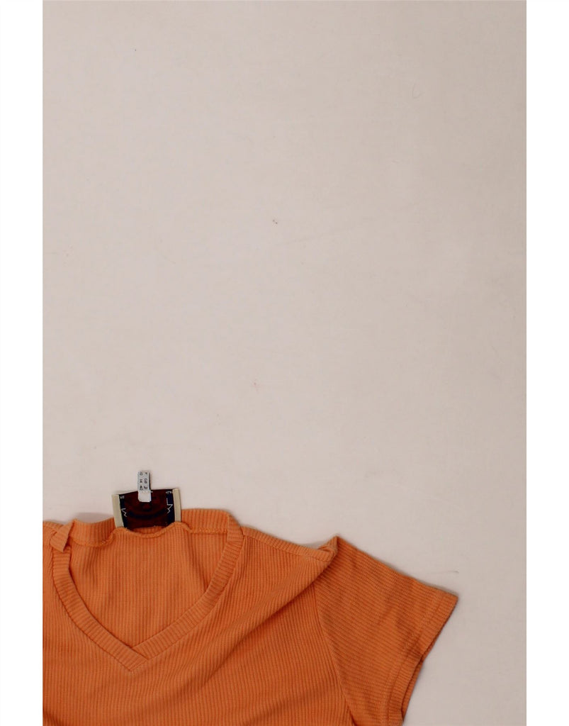 ARMANI Womens Crop T-Shirt Top UK 14 Medium Orange Cotton Vintage Armani and Second-Hand Armani from Messina Hembry 