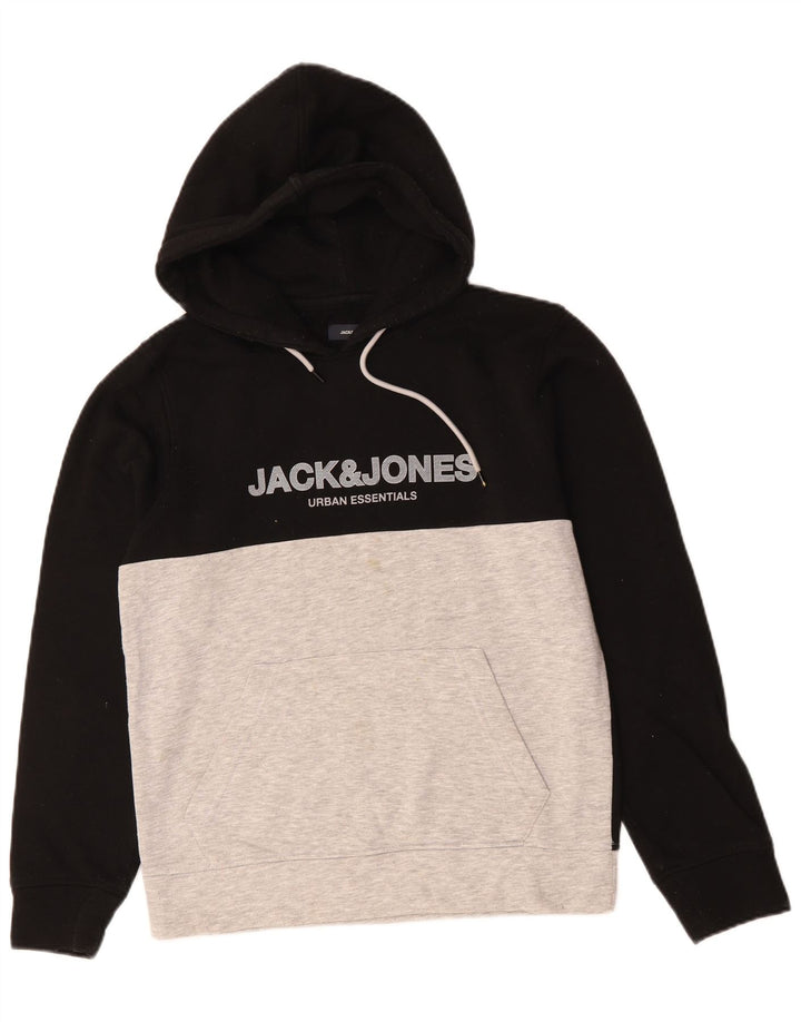 JACK & JONES Ανδρικό γραφικό μπλουζάκι με κουκούλα, μικρό μαύρο χρώμα, βαμβακερό