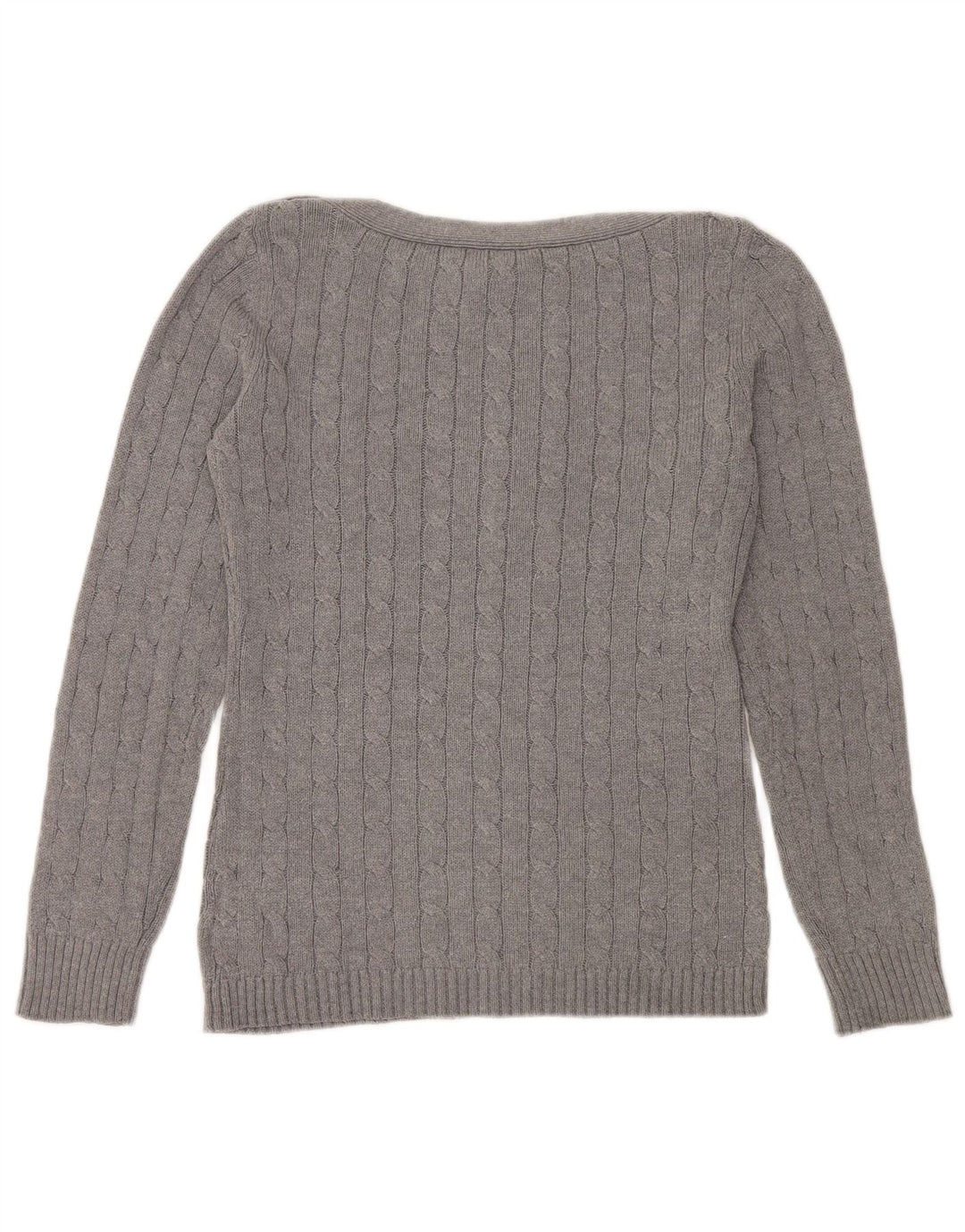 RALPH LAUREN Γυναικείο πουλόβερ με λαιμόκαυστο UK 14 μεσαίο βαμβακερό γκρι