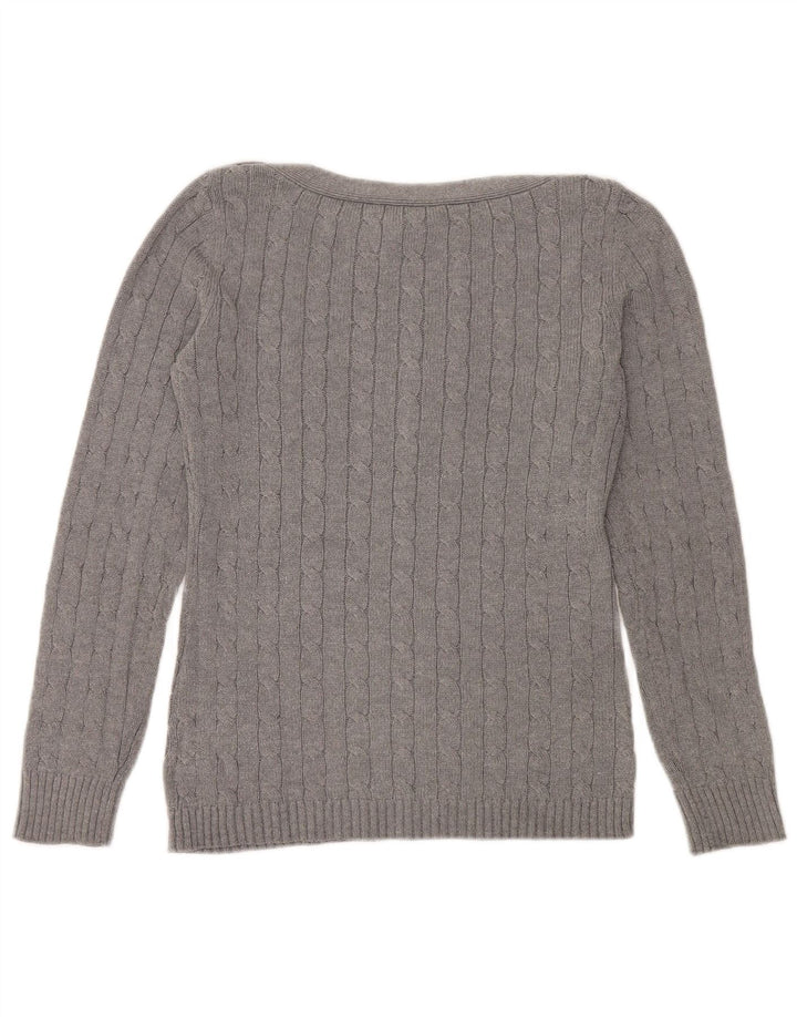 RALPH LAUREN Γυναικείο πουλόβερ με λαιμόκαυστο UK 14 μεσαίο βαμβακερό γκρι