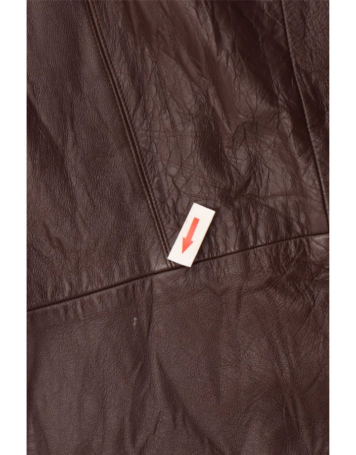 Vintage Ανδρικό Διπλό Δερμάτινο Παλτό UK 36 Small Burgundy