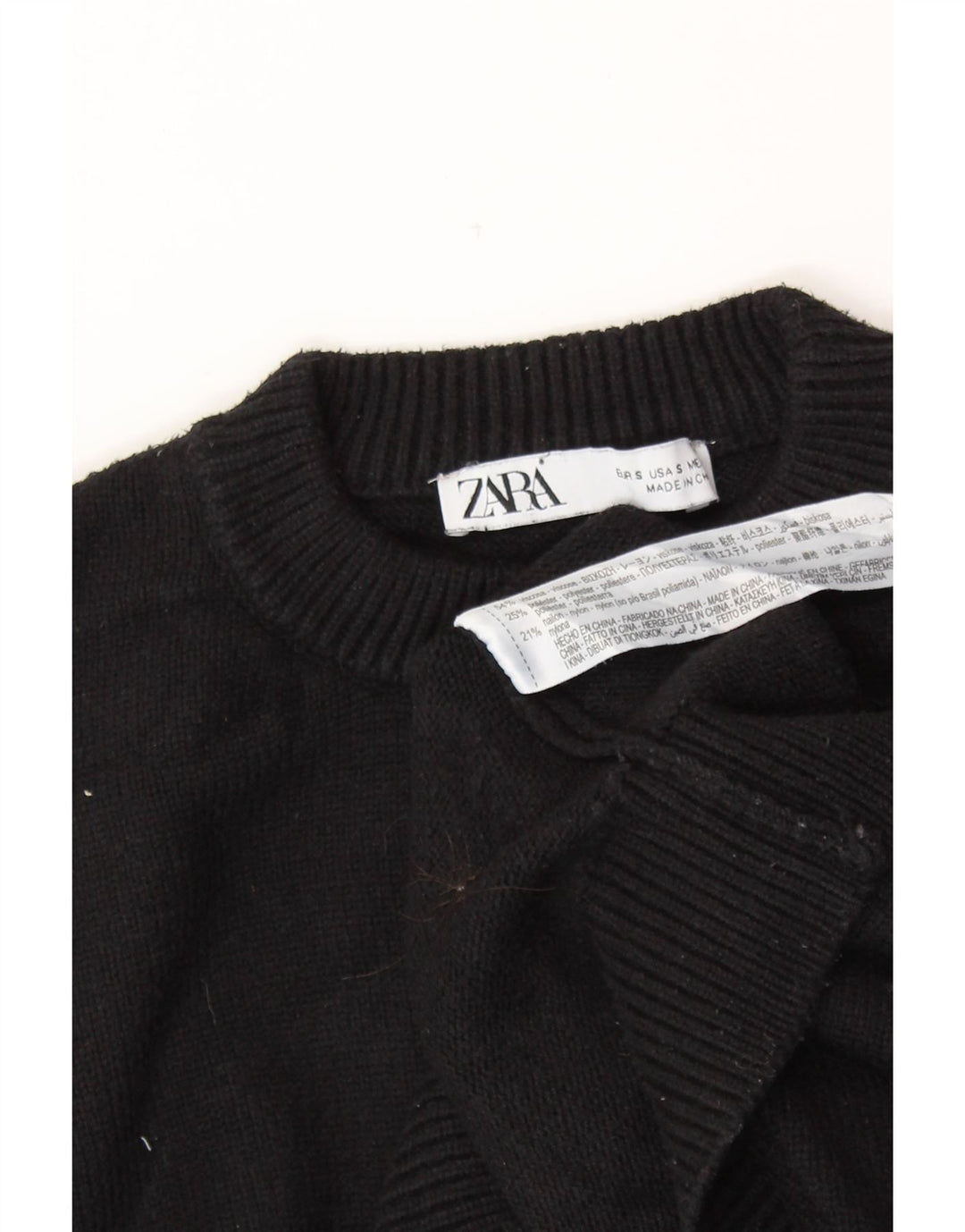 Γυναικείο πουλόβερ ZARA Crop Crew Neck Jumper UK 10 Small Black Viscose