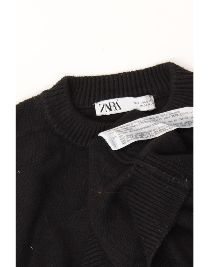 Γυναικείο πουλόβερ ZARA Crop Crew Neck Jumper UK 10 Small Black Viscose