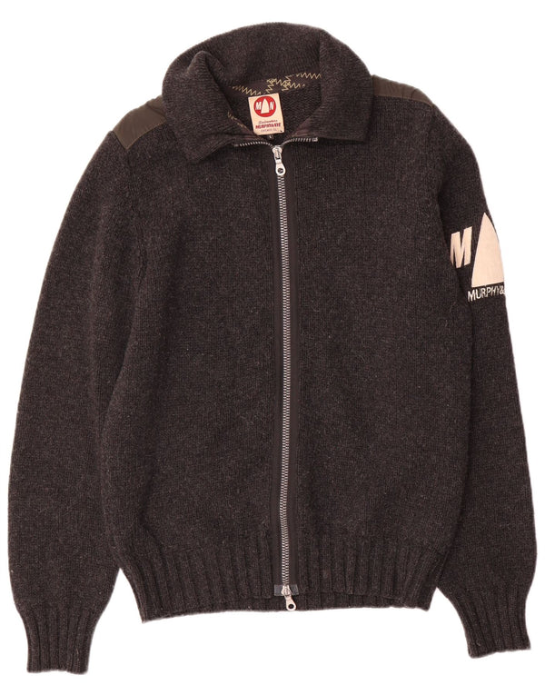 Murphy & Nye Mens Sailmakers Graphic Cardigan πουλόβερ μεγάλο γκρι μαλλί