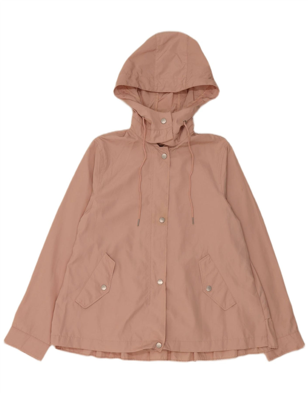 Zara Γυναικείο μπουφάν βροχής με κουκούλα UK 14 Medium Pink Polyester