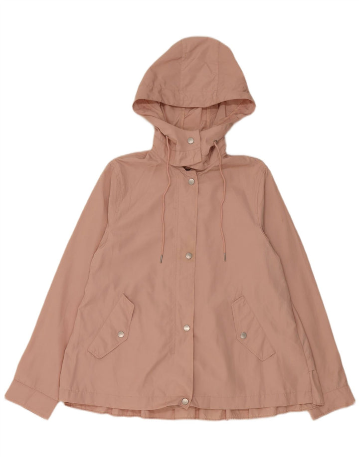 Zara Γυναικείο μπουφάν βροχής με κουκούλα UK 14 Medium Pink Polyester