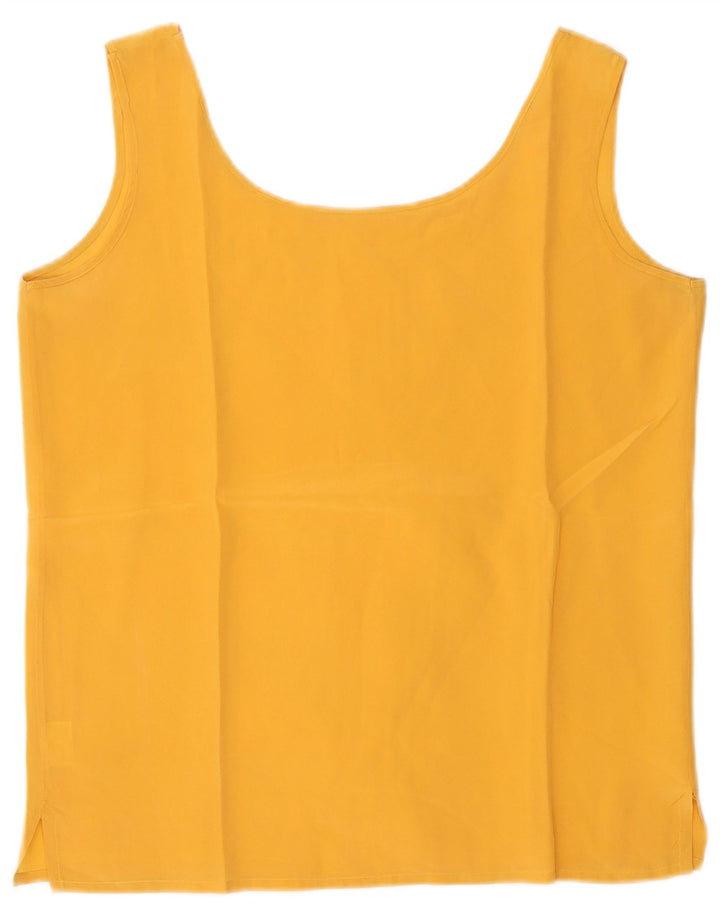 Vintage γυναικείο αμάνικο Crop Top UK 12 Medium Yellow Silk