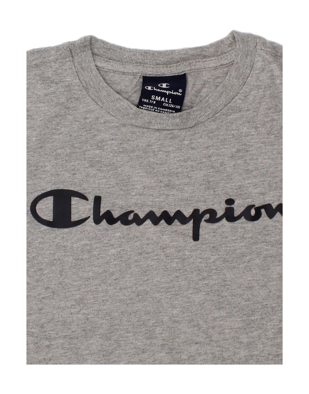 CHAMPION Boys Graphic T-Shirt Top 7-8 Years Small Grey Vintage Champion and Second-Hand Champion from Messina Hembry 