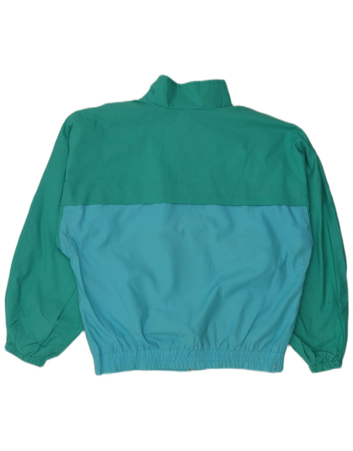 VINTAGE Boys Rain Jacket 15-16 Years Green Colourblock Cotton