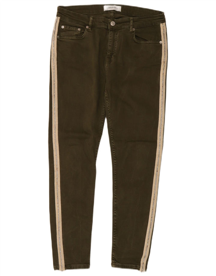 Zara Γυναικείο Slim Jeans EU 40 Medium W30 L27 Khaki Colourblock