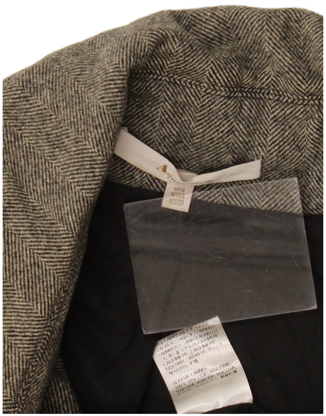 Aquascutum Γυναικείο Πανωφόρι UK 8 Μικρό Γκρι Ψαροκόκαλο Lambswool