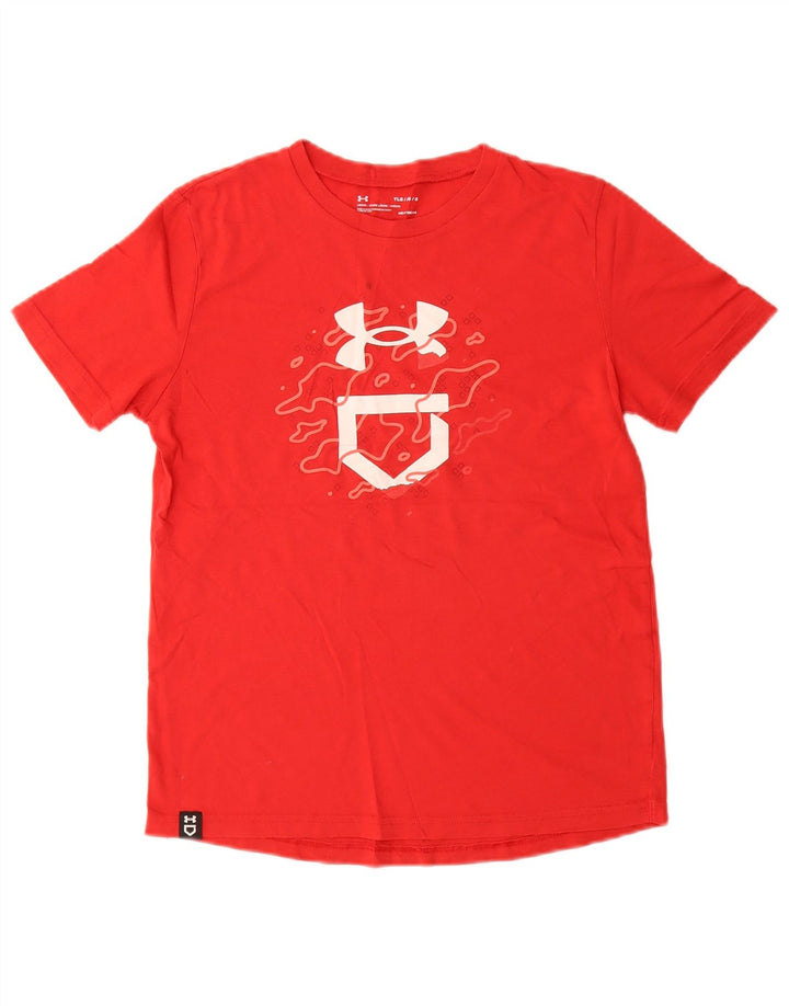 UNDER Armour Boys Heat Gear Graphic T-shirt Top 11-12 Years Large Red