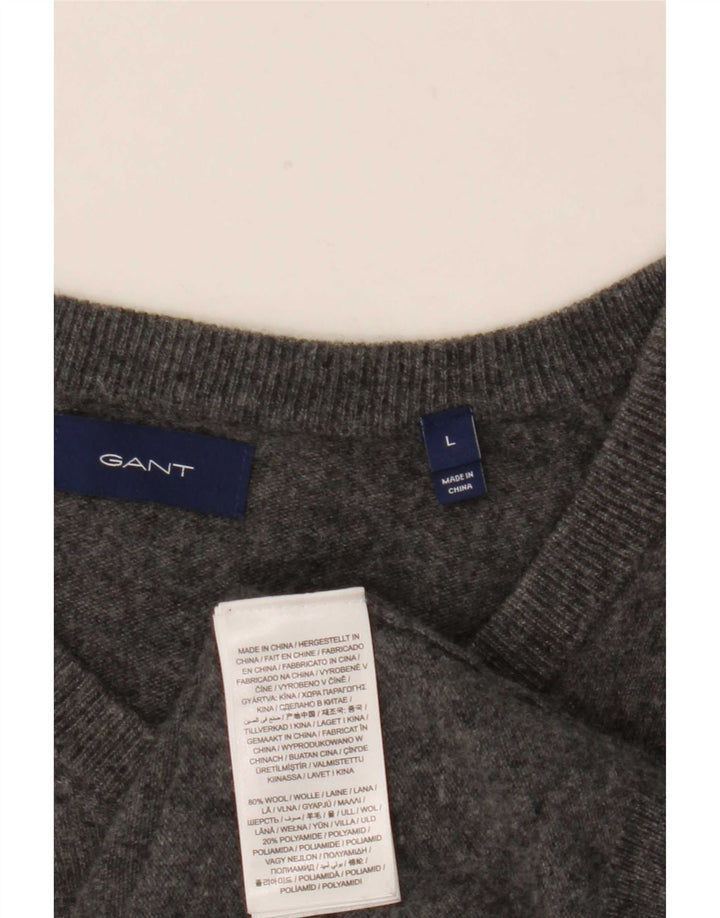 Γυναικείο πουλόβερ με λαιμόκοψη Gant UK 16 Large Grey Wool