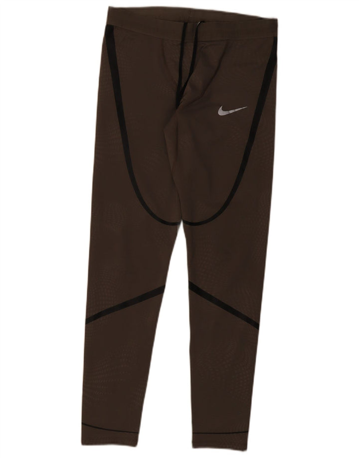 Γυναικείο κολάν Nike Dri Fit UK 12 μεσαίου καφέ ριγέ πολυεστέρα