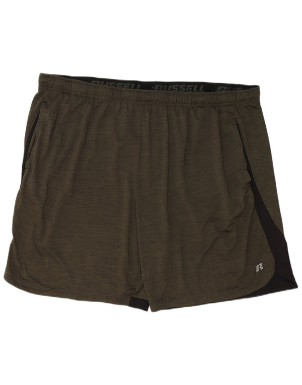 Ανδρικό αθλητικό σορτς RUSSELL ATHLETIC Dri-Power 3XL χακί χρώματος