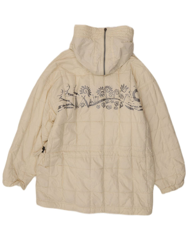 Vintage Womens Oversized Padded Coat UK 10 Small  White Paisley Polyester