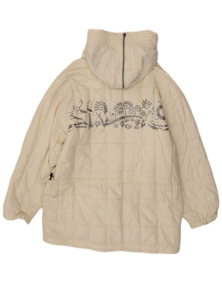 Vintage γυναικείο υπερμεγέθη παλτό UK 10 Small White Paisley Polyester