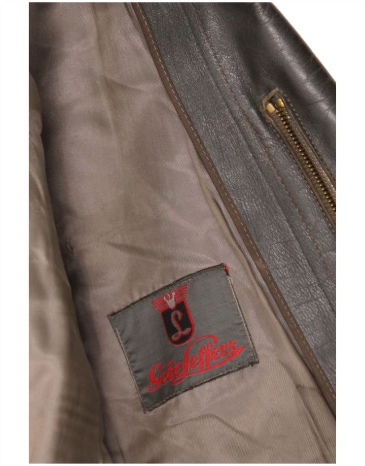 VINTAGE Γυναικείο Δερμάτινο Μπουφάν UK 14 Μεσαίο Μαύρο