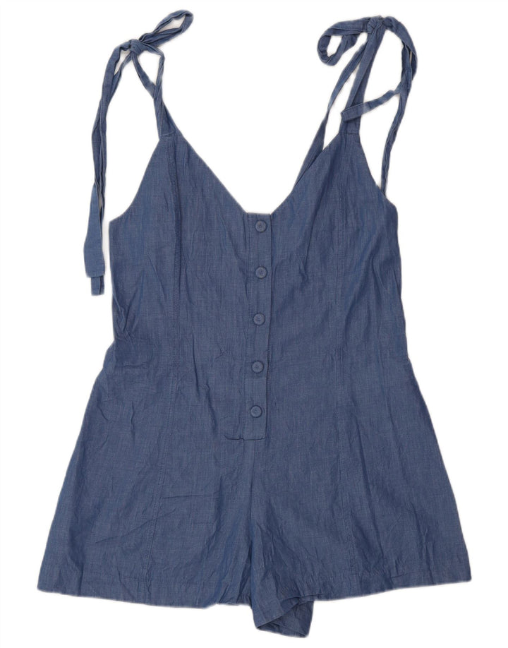 Zara Γυναικείο Playsuit UK 10 Small Blue Cotton