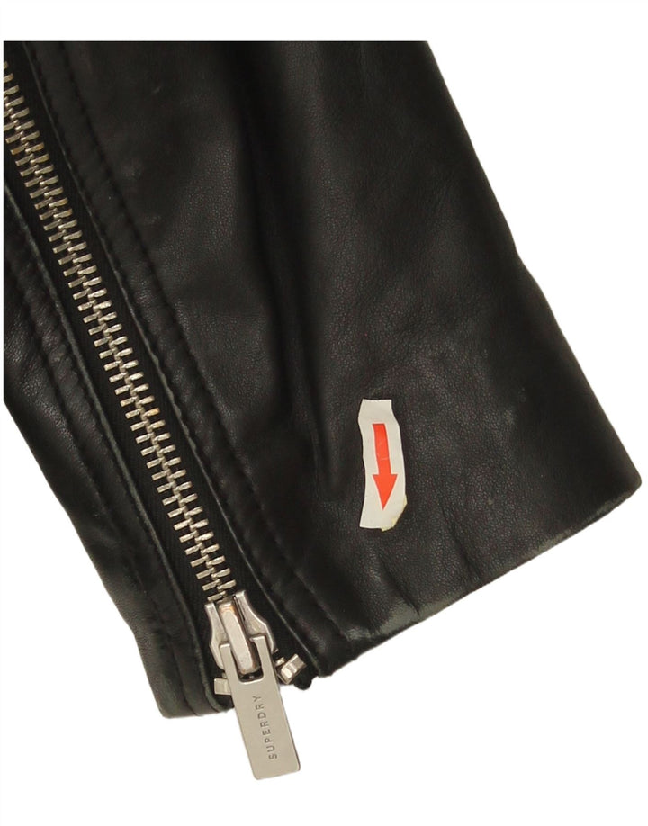 Superdry Ανδρικό Δερμάτινο Μπουφάν Biker UK 42 XL Μαύρο