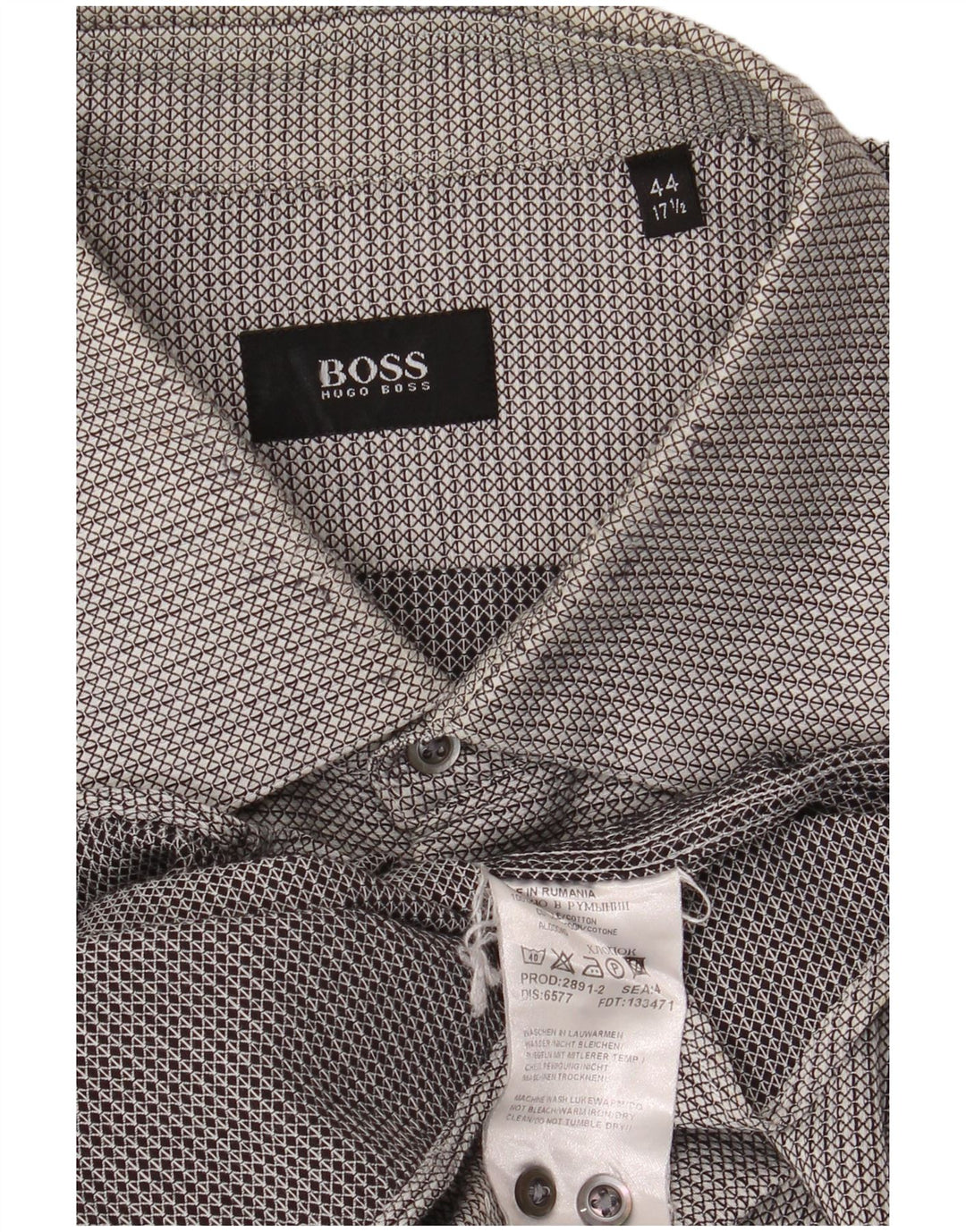 Ανδρικό πουκάμισο HUGO BOSS φανελένιο μέγεθος 17 1/2 44 XL Γκρι γεωμετρικό βαμβάκι