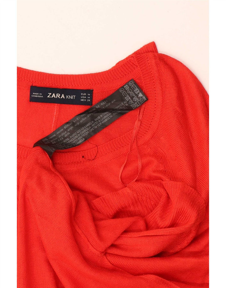Zara Γυναικείο πουλόβερ με λαιμόκαυμα μεγάλου μεγέθους UK 14 μεσαία πορτοκαλί βισκόζη
