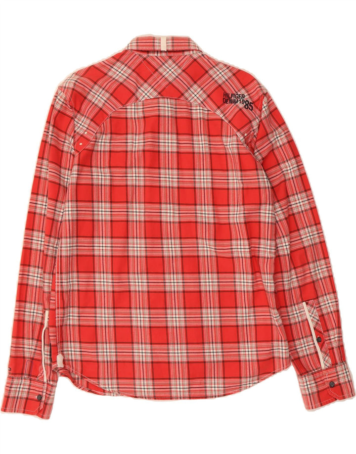 TOMMY HILFIGER Mens Flannel Shirt Large Red Check Cotton Vintage Tommy Hilfiger and Second-Hand Tommy Hilfiger from Messina Hembry 