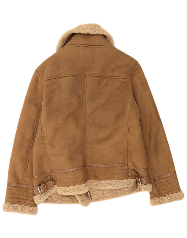 Zara Γυναικείο Σέρπα Μπουφάν UK 16 Large Beige Polyester