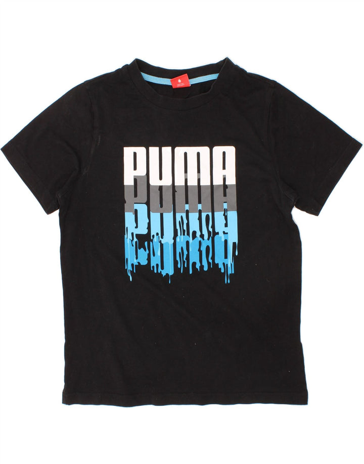 PUMA Boys Graphic T-Shirt Top 9-10 Years Medium Black Vintage Puma and Second-Hand Puma from Messina Hembry 