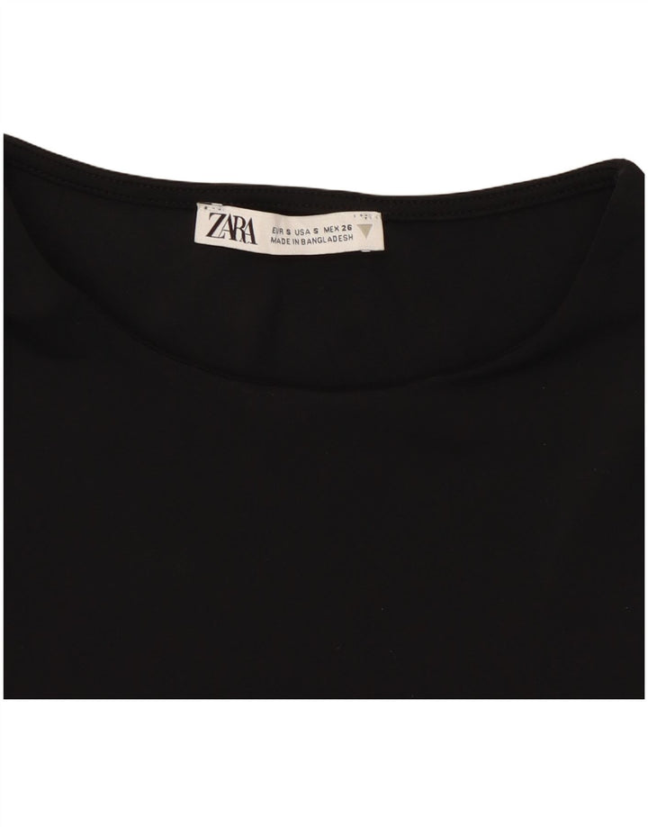 Zara Γυναικείο Αμάνικο Crop Top UK 8 Small Black Polyamide
