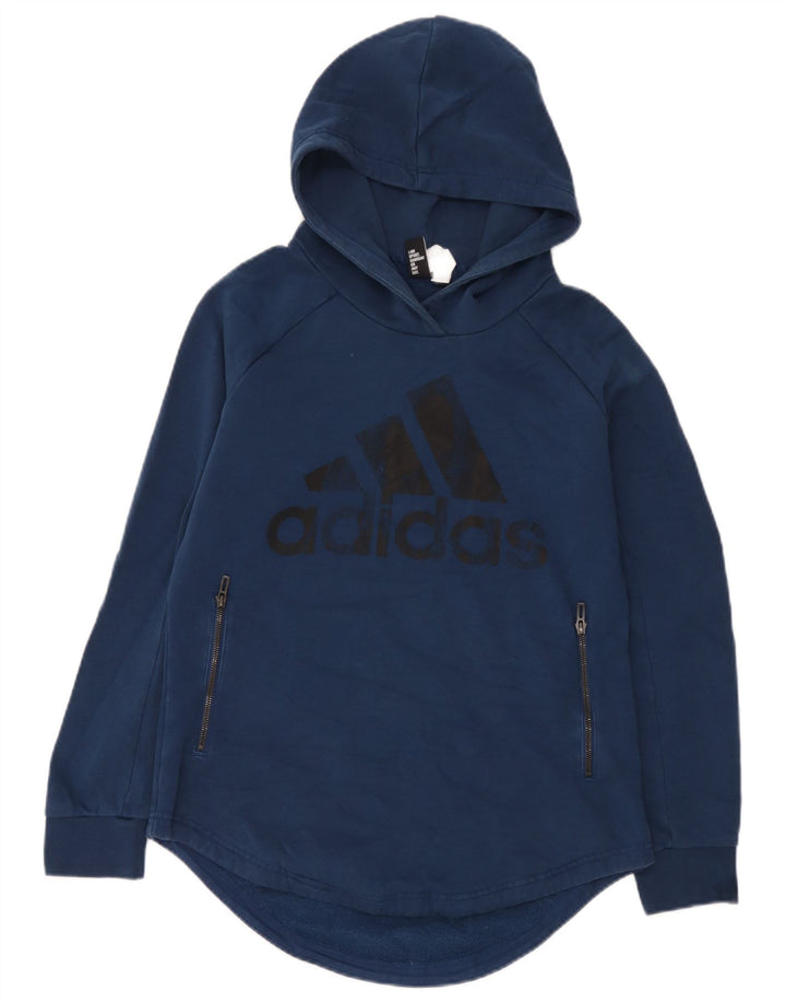 Ανδρικό γραφικό κουκούλα Adidas, μεσαίο μπλε βαμβακερό