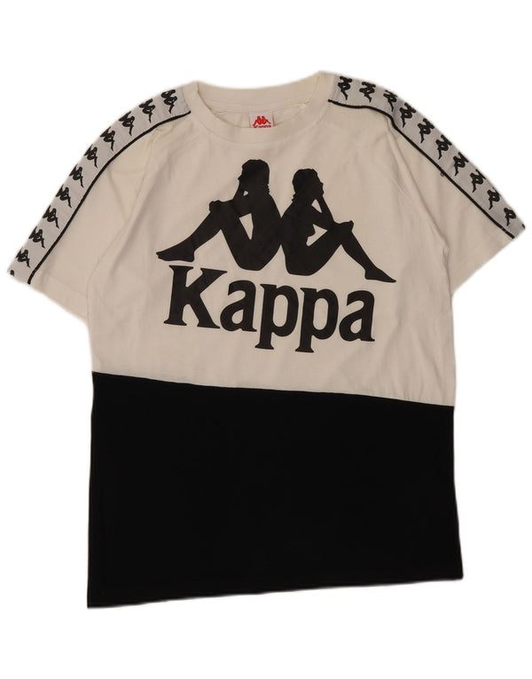 Ανδρικό γραφικό T-Shirt Kappa Top Small White Colourblock Βαμβακερό