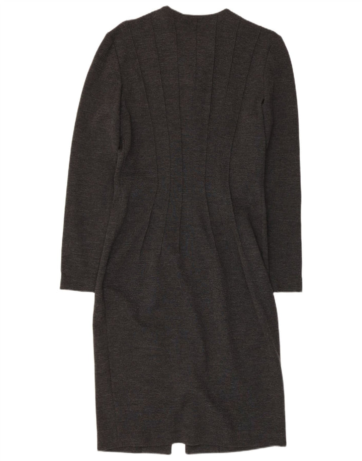 GAI MATTIOLO Γυναικείο μακρυμάνικο Bodycon φόρεμα UK 16 μεγάλο γκρι παρθένο μαλλί