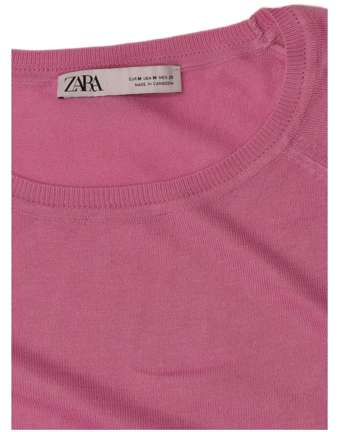 Zara Γυναικείο πουλόβερ με λαιμόκοψη UK 14 Medium Pink