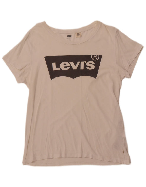 Γυναικείο γραφικό μπλουζάκι LEVI'S Top UK 12 μεσαίο λευκό βαμβακερό