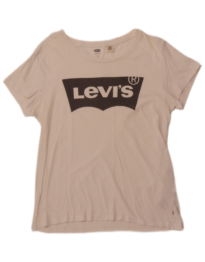 Γυναικείο γραφικό μπλουζάκι LEVI'S Top UK 12 μεσαίο λευκό βαμβακερό