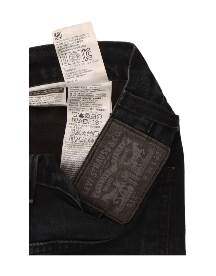 Levi's Mens 511 Slim Jeans W34 L32 Μαύρο βαμβακερό