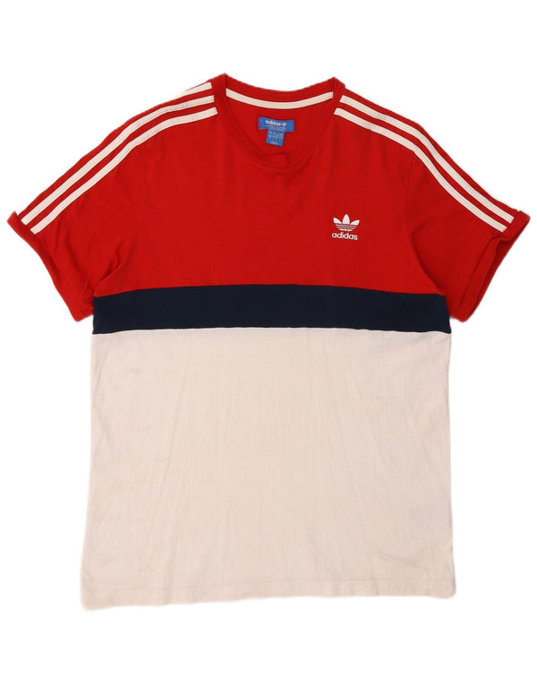 Ανδρικό T-Shirt Adidas Top Large Red Colourblock Βαμβακερό
