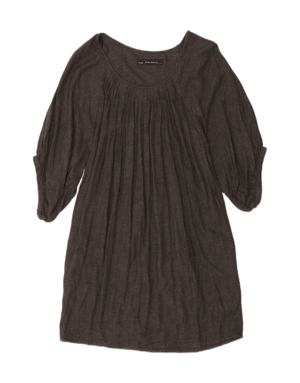 Zara γυναικείο φόρεμα σκηνής 3/4 με μανίκια UK 10 Small Grey Viscose