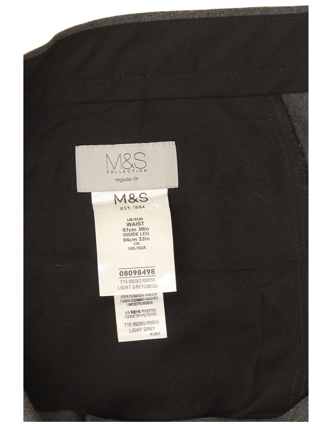 Marks & Spencer Ανδρικό παντελόνι με κανονική εφαρμογή W38 L28 Γκρι πολυεστέρας