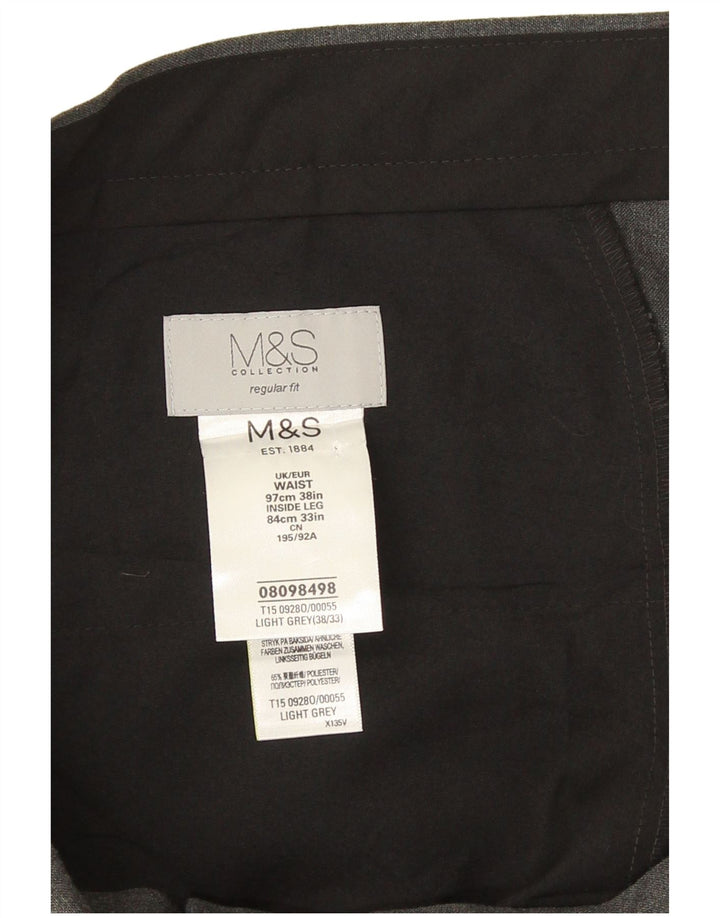 Marks & Spencer Ανδρικό παντελόνι με κανονική εφαρμογή W38 L28 Γκρι πολυεστέρας