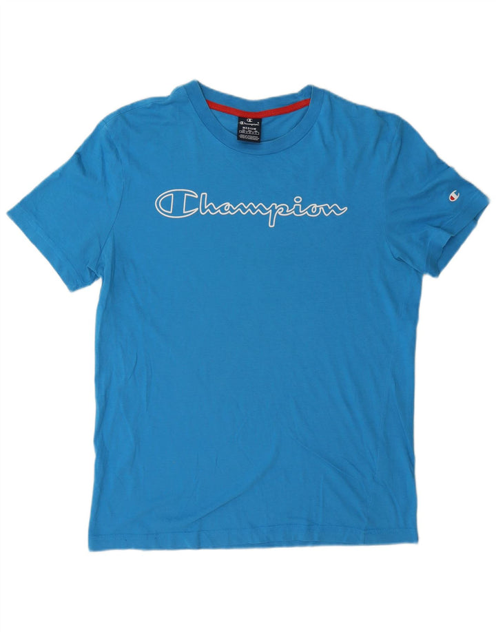 Ανδρικό γραφικό T-Shirt Champion Top από μεσαίο μπλε βαμβακερό