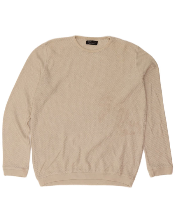 Ανδρικό πουλόβερ Zara Crew Neck Jumper Μικρό Μπεζ